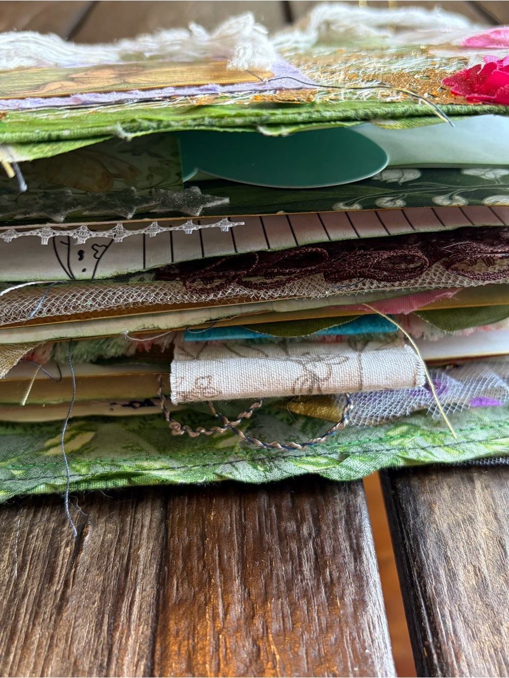 Fairy Junk Journal Gold Floral Denim Boho Grungy Decorated 3 Sig Softcover - Picture 13 of 16